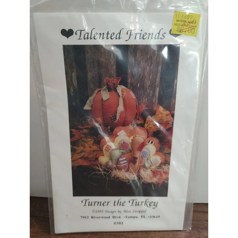Talented Friends Pattern Turner The Turkey Thanksgiving Plush Vtg Alice Stroppel